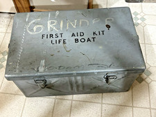 VINTAGE Military Navy First Aid Kit Life Boat Metal Box