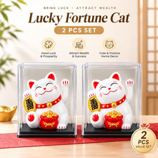 2PCS Lucky Fortune Cat Maneki Neko Good Luck Wealth Prosperity Home Office Decor picture