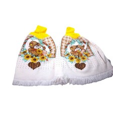 Vintage Jay Franco Crochet Top Kitchen Hand Towels Teddy Bear Set Of 2 picture