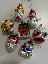 Vintage Glass Christmas Ornament Figurines Lot of 7 picture