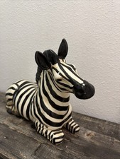 Vintage Italian Ceramic Zebra Statue, Mid-Century Modern Figure, Hand Painted picture