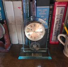 President George Bush Sr. Crystal Presidential Seal Gift Clock picture