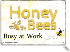 Honey Bees Busy at Work Vintage Look Decoration Plaque Tin Metal Signs picture