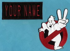 ADULT size Ghostbusters No Ghost 2 & Custom Name 2 Tag Patch Set: Iron on style picture