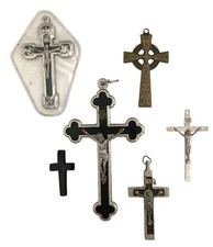 VINTAGE LOT of 6 Untested RELIGIOUS CROSSES & CRUCIFIXES picture