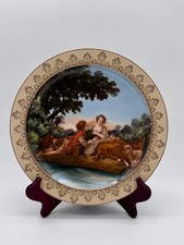 Vintage French 10 Porcelain Plate – F. Boucher Courting Scene Sevres Style picture