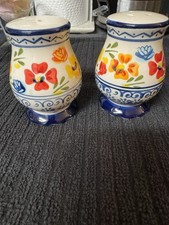 Gibson Elite Luxembourg Handpainted Ceramic Stoneware collection Salt/Pepper Set picture
