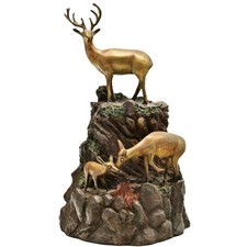 DANIEL PARKER Original Vintage Signed Bronze Deer Elk Mountain Sculpture Statue picture