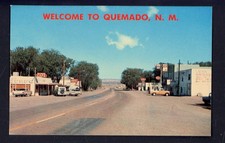 WELCOME to QUEMADO, N.M. street scene U.S. Highway 60 * chrome not posted picture