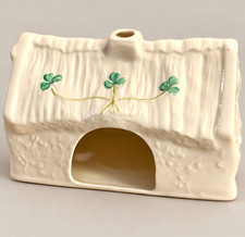 Belleek Porcelain Irish Cottage Shamrock House Tea Light Candle Holder picture