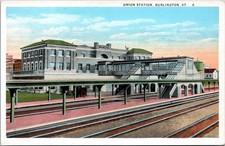 Union Railroad Station, Burlington Vermont - c1916 White Border Postcard picture