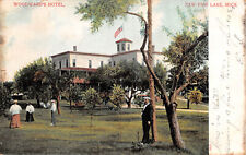 UPICK Postcard Woodward's Hotel Paw Paw Lake MI Playing Croquet 1907 picture