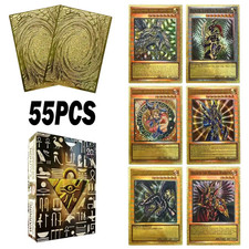 55Pcs Yu-Gi-Oh Golden Foil Cards – Blue Eyes Exodia Ra Obelisk Slifer 5.9×8.6cm picture