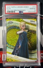 2025 Topps Chrome Disney #111 Yellow Mini Diamonds Elsa PSA 10 picture