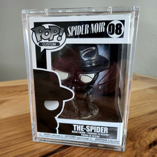 ⭐SPIDER-NOIR CUSTOM GLOW FUNKO: Nicolas Cage signed THE-SPIDER 8 windo-swap SWAU picture