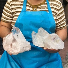 2pcs 4.73 LB Natural Clear Quartz Cluster Crystal Mineral Heals Specimen 6642 picture