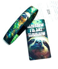ZOX **TOMORROW I'LL SAY TOMORROW** Silver Single Med Wristband w/Card NIP SLOTHS picture
