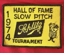 Vtg 1974 Schlitz Hall of Fame Slow Pitch Tournament Softball Patch 4.5” Beer picture