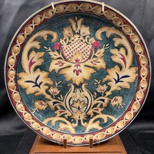 Vintage Japanese Imari Porcelain Decorative Plate Hand Painted Floral Teal Gold picture