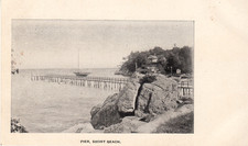 CT Branford Short Beach with View of Pier Sloop Cottage c1907 Unused Postcard picture