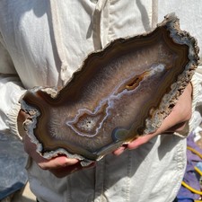 3.1lb Natural Lace Banded Agate slice Quartz Crystal Rough specimens，Brazil picture