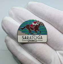 Vintage Saratoga Springs Horse Racing Enamel Lapel Pin picture