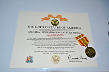 Grenada Operation Urgent Fury  COMMEMORTIVE MEDAL/Certificate Army USN USAF USMC picture