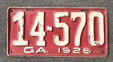 VERY RARE 1926 GEORGIA LICENSE PLATE OLDER RESTORATION SOLID PLATE TOUGH YEAR  picture