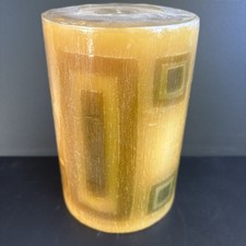Vintage 70s Mid-Century Modern Geometric Pattern Candle Retro Squares Hippie picture