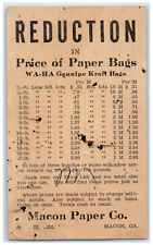 1931 Price of Paper Bags Reduction WA HA Kraft Bags Macon Paper Co. GA Postcard picture