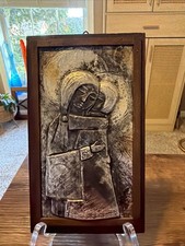 Vintage MCM Moderne Framed Hammered Silver Picture Mother & Child  8x4.5” picture