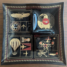 VTG 1960s MCM Lockheed Aviation GA Smoked Glass Commemorative Tray EUC picture