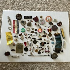 Vintage Junk Drawer Lot Knives Presidential Pins Buttons And More picture