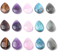 7Pcs Natural Stone Pendants Water Droplet Exquisite Specfic Mixed Agate Crystal picture