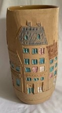 Vintage Raymor Italy 204 Architecture Design Vase with Enamel Highlights 12” picture