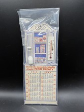 Vintage 1944 1945 Penn Treaty Canned Goods Advertising Calendar Thermometer picture