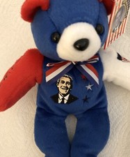 GW BUSH TOY BEAR 43rd  PRESIDENT USA RED WHITE BLUE FLAG REPUBLICAN GOP STAR New picture