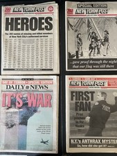 Lot of 4 September 11 2001 Newspapers 9/11 World Trade Center New York Post picture