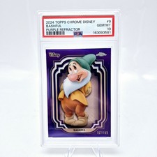 2024 Disney Topps Chrome Bashful #9 PSA 10 Snow White Purple /199  picture