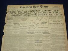 1923 SEP 3 NEW YORK TIMES - 100,000 DEAD IN JAPANESE EARTHQUAKE - NT 9347 picture