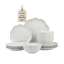 Sango Bethany 12 Pieces Scalloped White Plates & Bowls Set 12-Piece Set picture