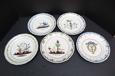 Antique Set of 5 Early French Faience Nevers Revolution Plates 9 3/8