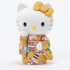 【Hello Kitty】Edo Kimekomi Lucky Cat Figurine – Yellow Kimono Edition  picture