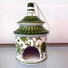 Sagebrook Home Chinoiserie Pagoda Birdhouse 7x5in Green & White Ceramic  New picture