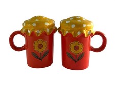 Vintage 1968 Daisy Ann Pantry Ware Mug Salt & Pepper Shakers Floral Ceramic picture
