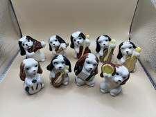 Vintage 9-Piece Ceramic Dog Band Musician Figurines Japan 1950s mid-century picture
