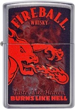 Zippo 49308 Fireball Whiskey Burns Like Hell Street Chrome picture