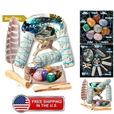 White Sage Smudge Kit with 8 Chakra Stones, Abalone Shell picture