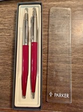 NOS Vintage1960- 1970s Parker Jotter Red Ballpoint & Mechanical Pencil Set w/box picture