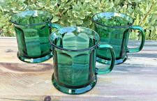 Vtg 1970s WHDH 94.5 FM Boston Radio Emerald Green Glass Mugs Libbey Culver Set 3 picture